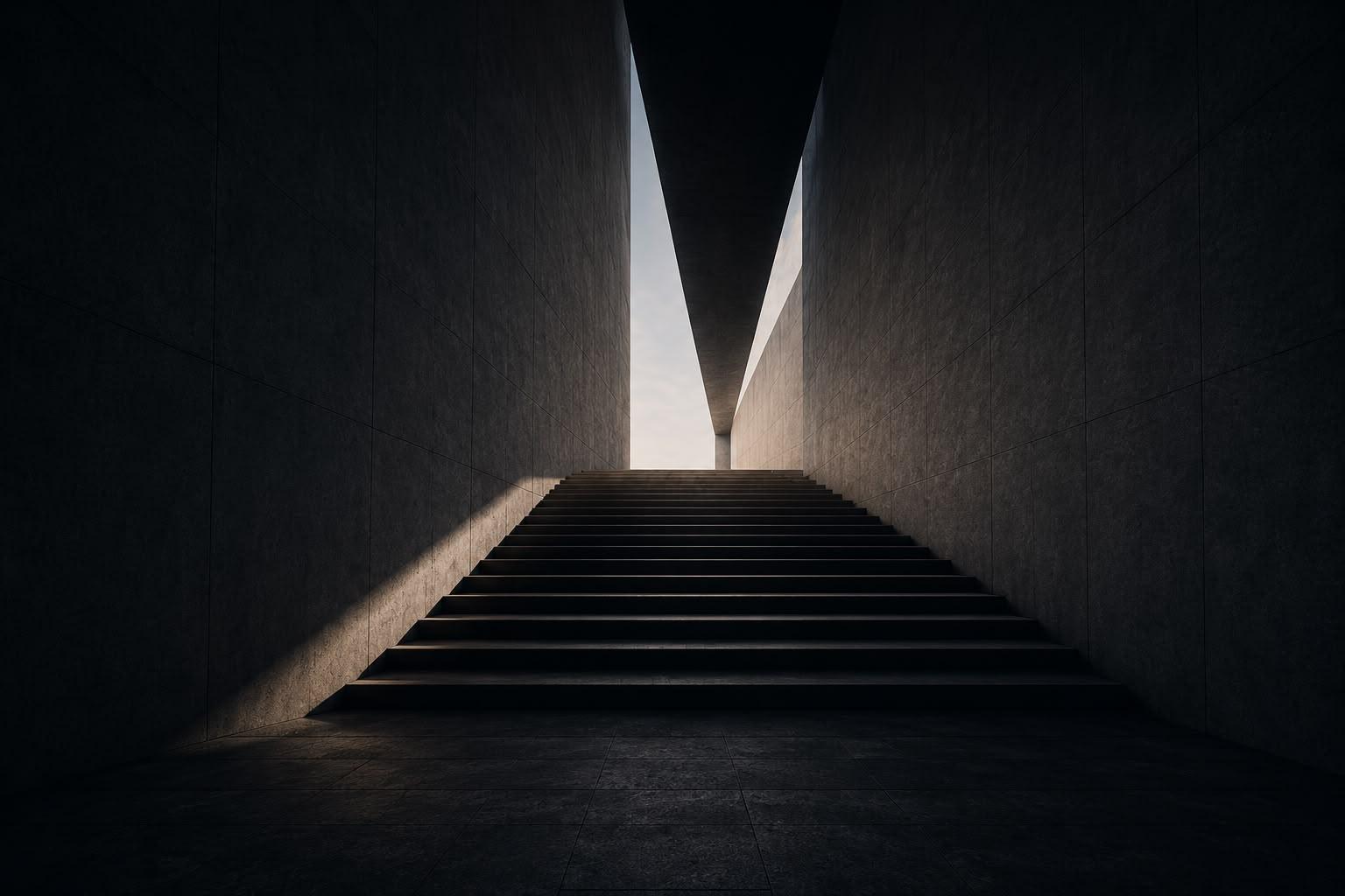 Architectural stairway inside a modern building